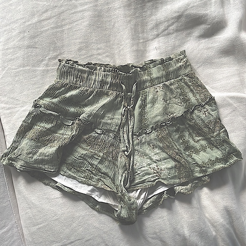 Altar'd State Rayon Green Floral Shorts
